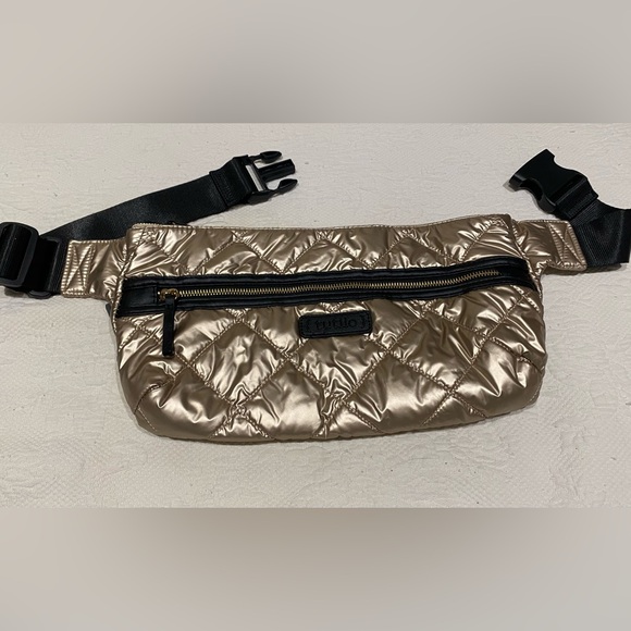 Tutilo Handbags - Tutilo Gold Quilted Puffer Fanny Pack Waist Purse